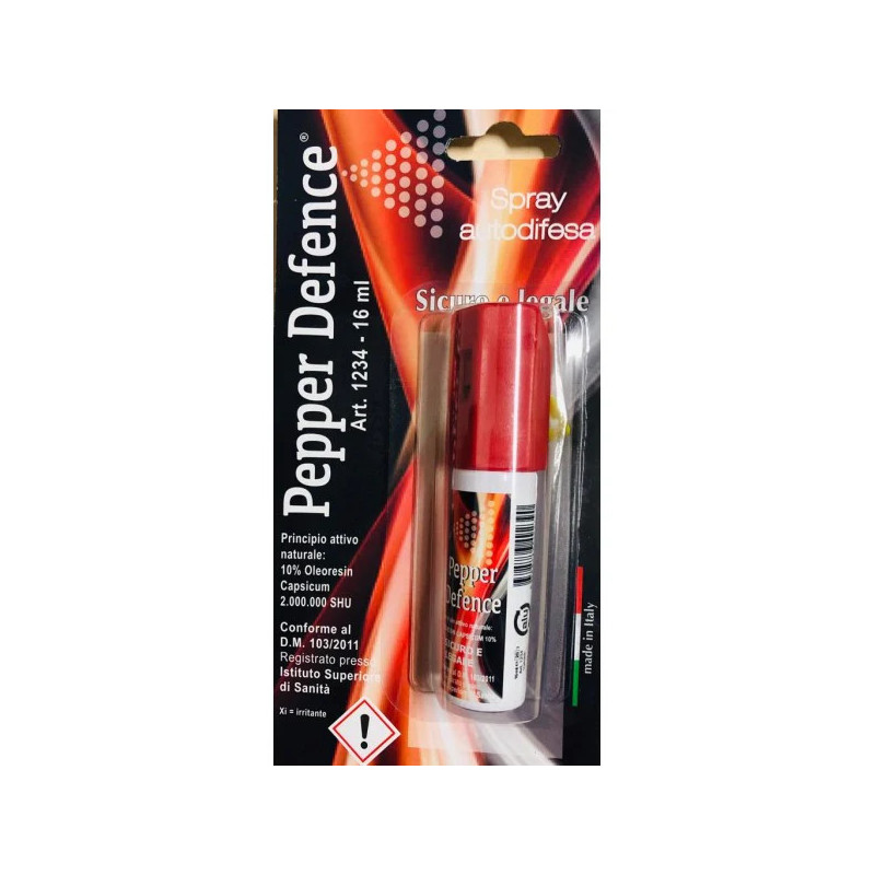 Spray Antiaggressione al Peperoncino Pepper Defence 16 ml di dimensioni ridotte, è facilmente trasportabile