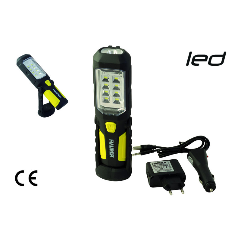 Torcia a Led Maurer 97411 Magnetica Ricaricabile 8+1 Led