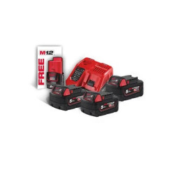 Offertissima Milwaukee Kit 3 pz con kit 3 Batterie M18 + 1 Torcia con Batteria 12V