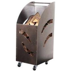 Carrello Portalegna Lamiera Verniciata Nero con Ruote Cm 32 x 42 x 80 h
