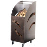 Carrello Portalegna Lamiera Verniciata Nero con Ruote Cm 32 x 42 x 80 h