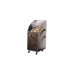 Carrello Portalegna Lamiera Verniciata Nero con Ruote Cm 32 x 42 x 80 h