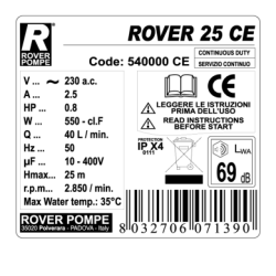 Pompa per travaso liquidi alimentari Rover 25 bisenso