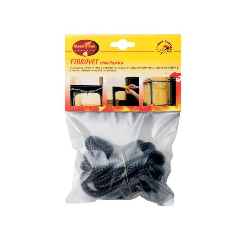 Guarnizione per Vetri Stufe-Camini Fibrovet Semielastica d.12 cf 2,5 mt