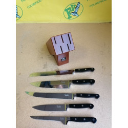 Ceppo Coltelli da Cucina Ausonia 5 pz Forgiati Evolux