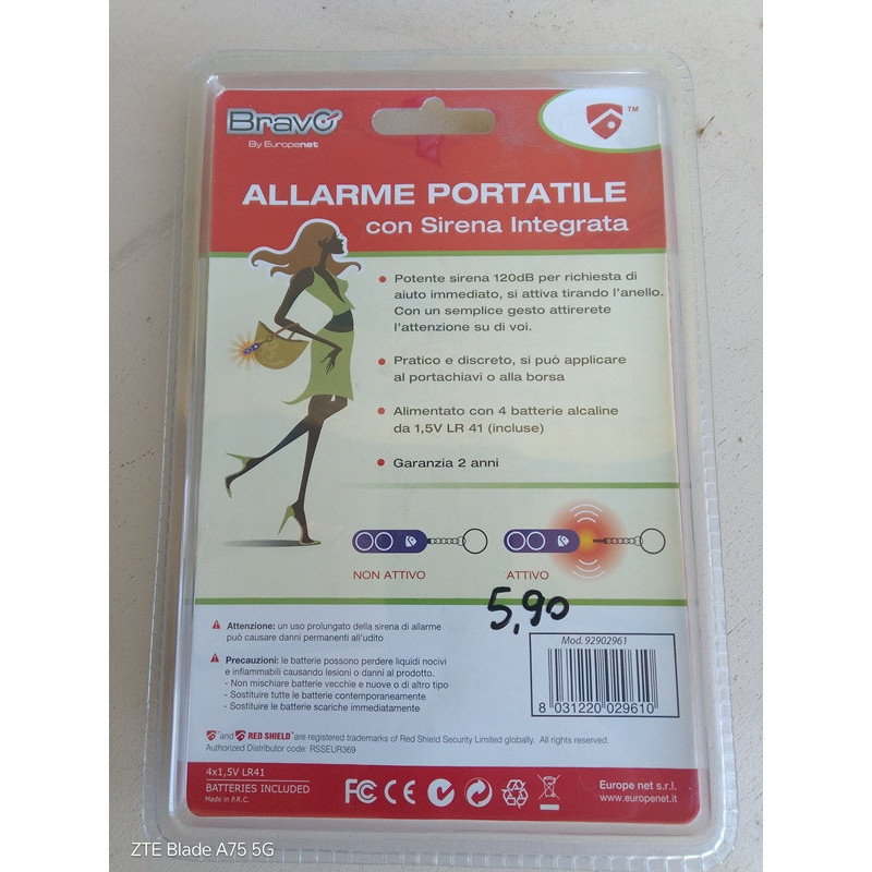 Allarme Portatile Bravo con Sirena